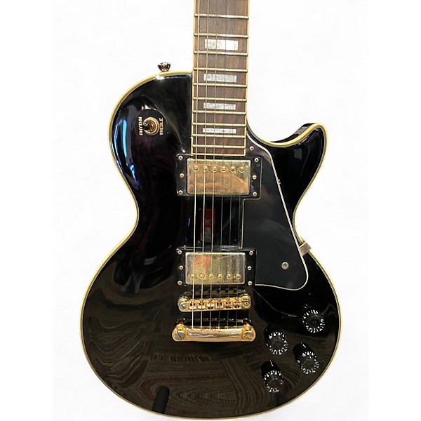 Used Epiphone Les Paul Custom Pro Black and Gold Solid Body Electric Guitar