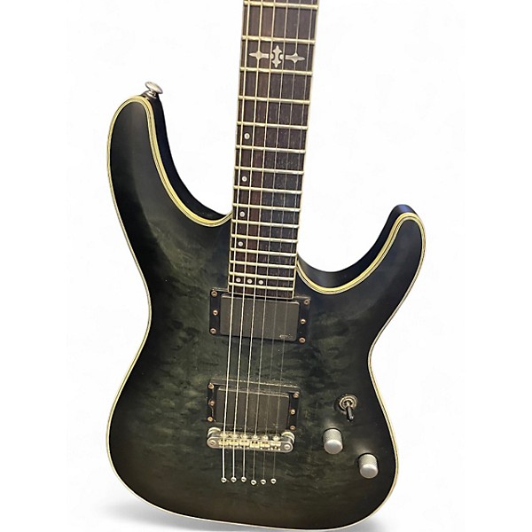 Used Schecter Guitar Research C1 Platinum Trans Black Solid Body Electric Guitar