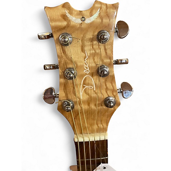 Used Dean EQAGN Exotica Ash QUILTED NATURAL Acoustic Electric Guitar