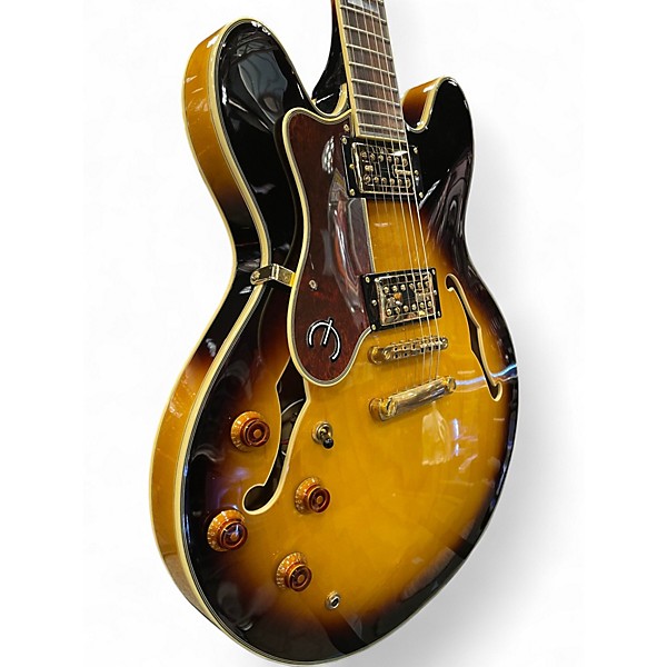 Used Epiphone Sheraton II Left Handed 3 Tone Sunburst Hollow Body Electric Guitar