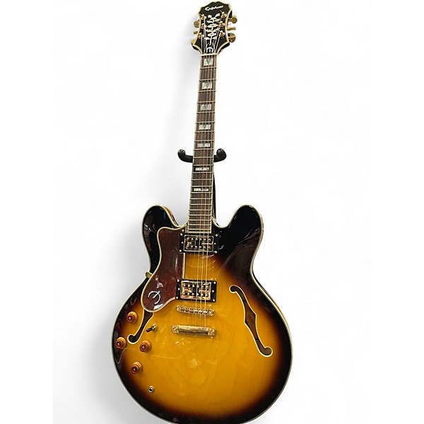 Used Epiphone Sheraton II Left Handed 3 Tone Sunburst Hollow Body Electric Guitar