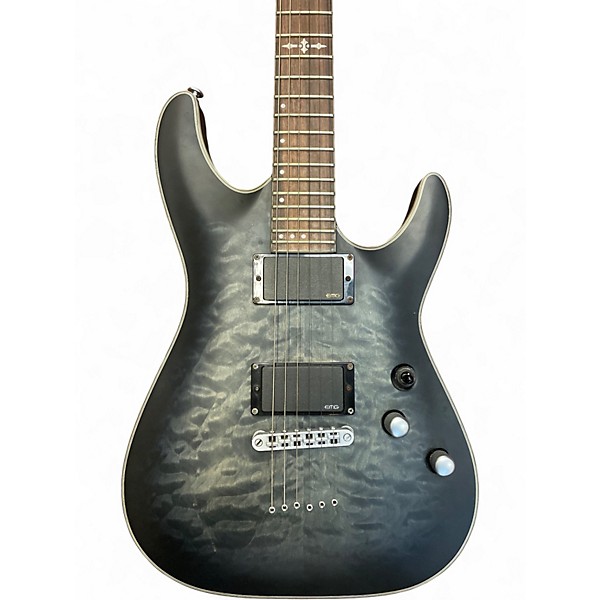 Used Schecter Guitar Research C1 Platinum Trans Black Solid Body Electric Guitar