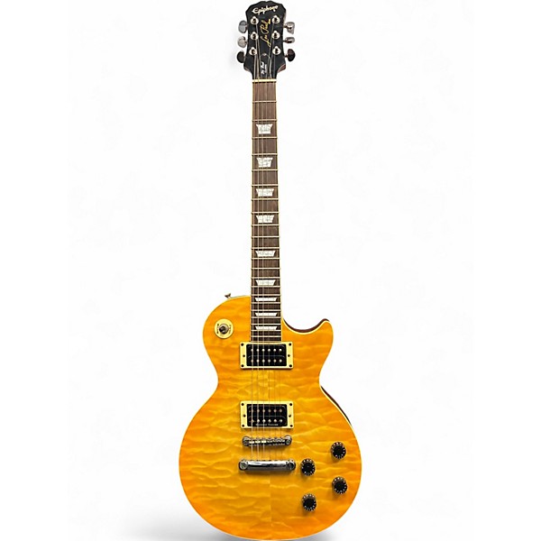 Used Epiphone Les Paul Classic Trans Amber Solid Body Electric Guitar