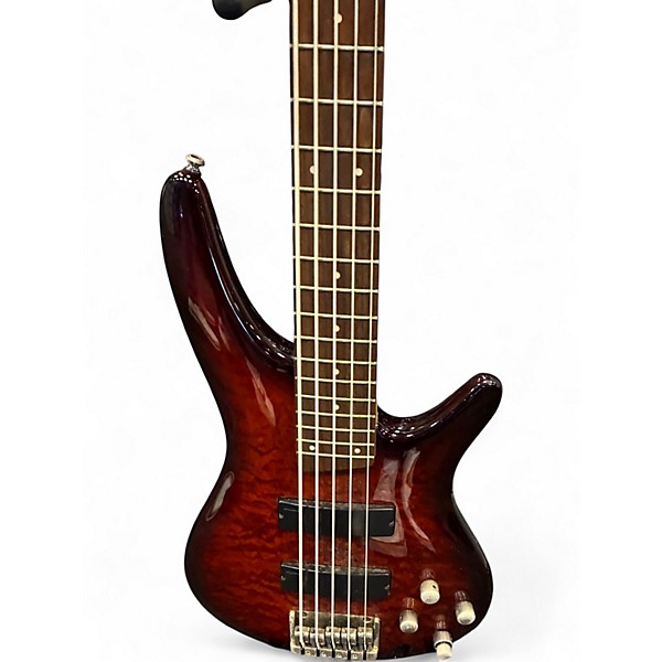 Used Ibanez SR405 5 String Quilted Sunburst Electric Bass Guitar