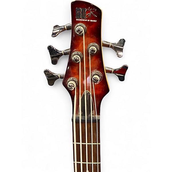 Used Ibanez SR405 5 String Quilted Sunburst Electric Bass Guitar