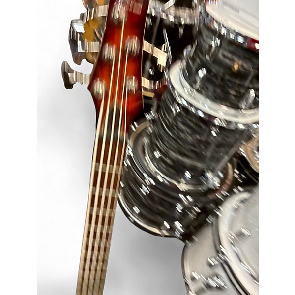 Used Ibanez SR405 5 String Quilted Sunburst Electric Bass Guitar