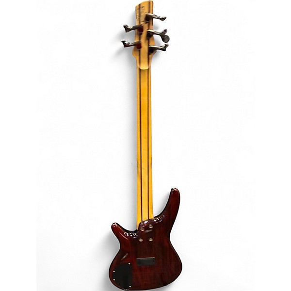 Used Ibanez SR405 5 String Quilted Sunburst Electric Bass Guitar