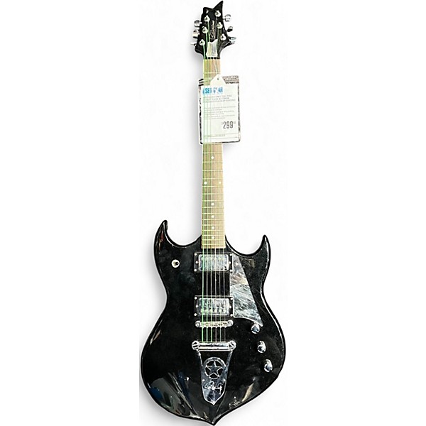 Used Silvertone PSSN1 Paul Stanley Black w/ Mirror Pickguard Solid Body Electric Guitar