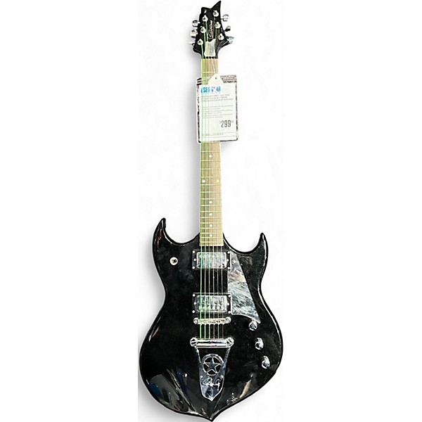 Used Silvertone PSSN1 Paul Stanley Black w/ Mirror Pickguard Solid Body Electric Guitar