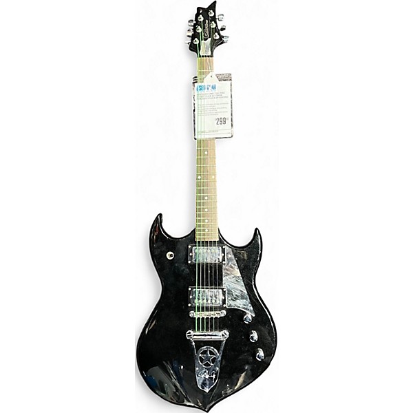 Used Silvertone PSSN1 Paul Stanley Black w/ Mirror Pickguard Solid Body Electric Guitar