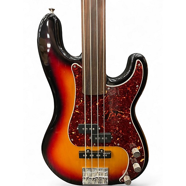 Used ESP LTD Vintage 214 Fretless Sunburst Electric Bass Guitar