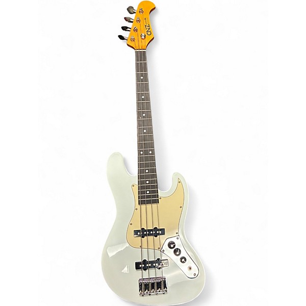 Used Cnz Audio J Style White Electric Bass Guitar
