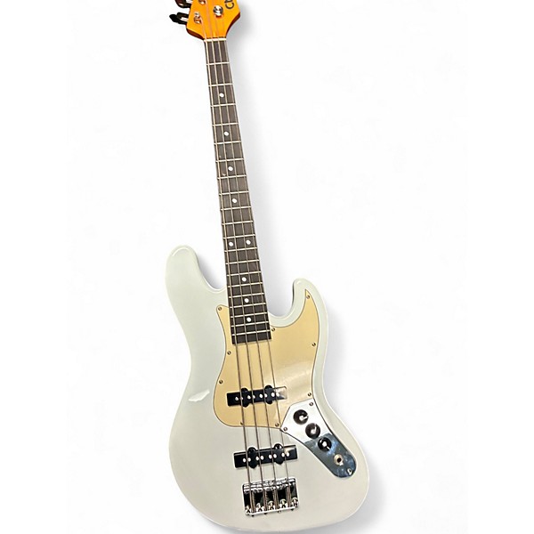 Used Cnz Audio J Style White Electric Bass Guitar