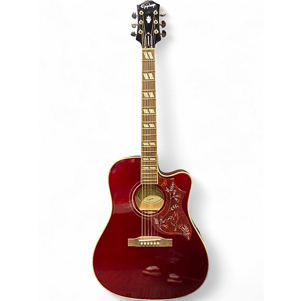 Used 2024 Epiphone Humminbird ec Wine Red Acoustic Electric Guitar