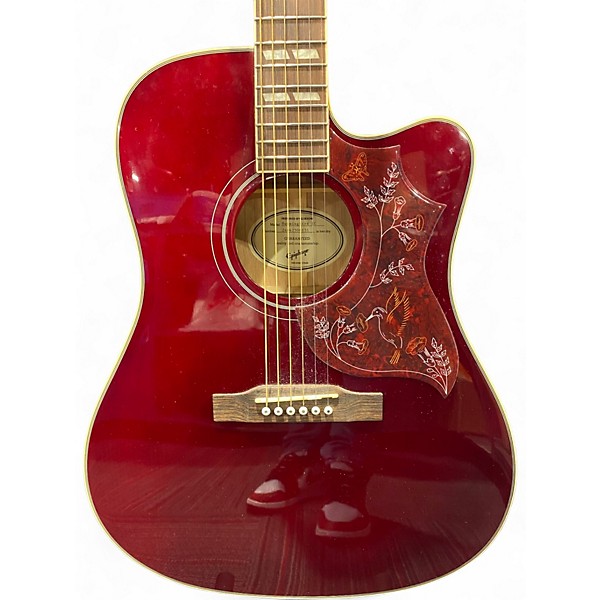 Used 2024 Epiphone Humminbird ec Wine Red Acoustic Electric Guitar