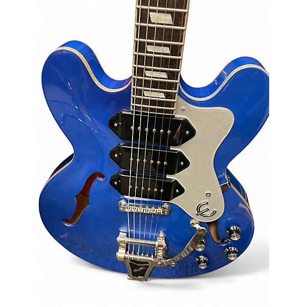 Used 2015 Epiphone Riviera Custom P93 Royale Blue Hollow Body Electric Guitar