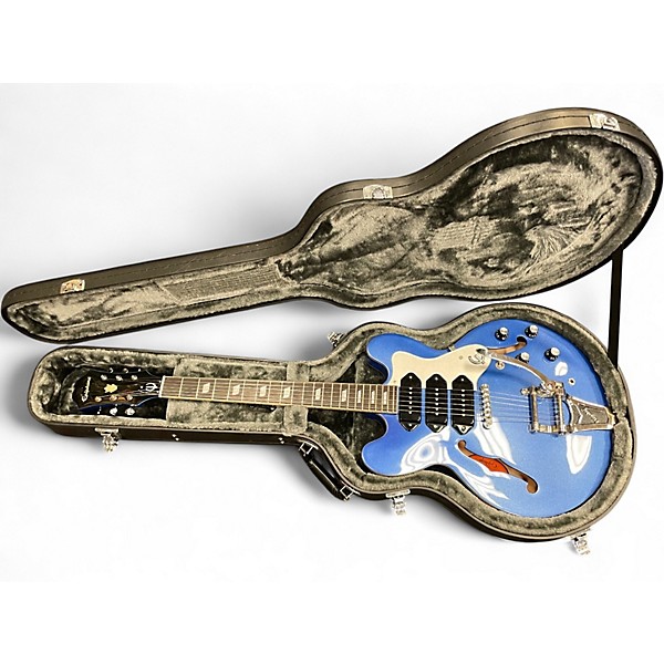 Used 2015 Epiphone Riviera Custom P93 Royale Blue Hollow Body Electric Guitar