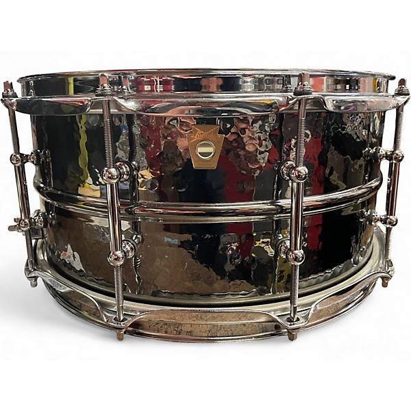 Used Ludwig 14in Black Beauty Hammered Snare  Hammered Nickel Over Brass Drum