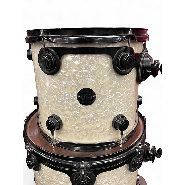 Used 1999 DW 3 Piece Black Badge 3 Piece Drum Kit Ultra White Marine Pearl Drum Kit