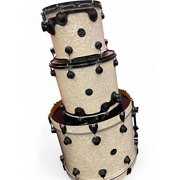 Used 1999 DW 3 Piece Black Badge 3 Piece Drum Kit Ultra White Marine Pearl Drum Kit