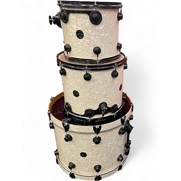 Used 1999 DW 3 Piece Black Badge 3 Piece Drum Kit Ultra White Marine Pearl Drum Kit