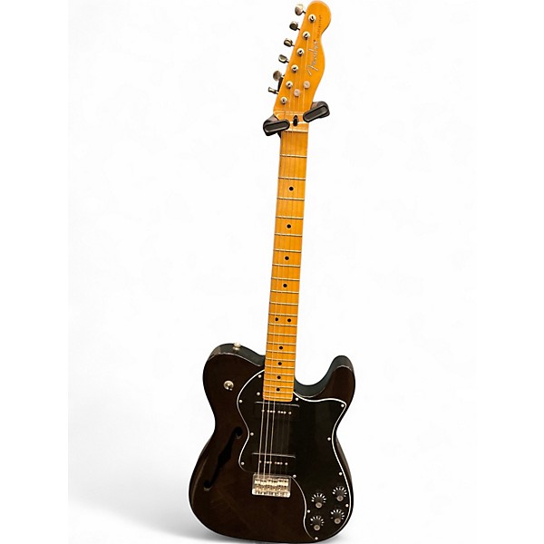 Used Fender Modern Player Telecaster Thinline Deluxe TRANSPARENT BLACK Hollow Body Electric Guitar