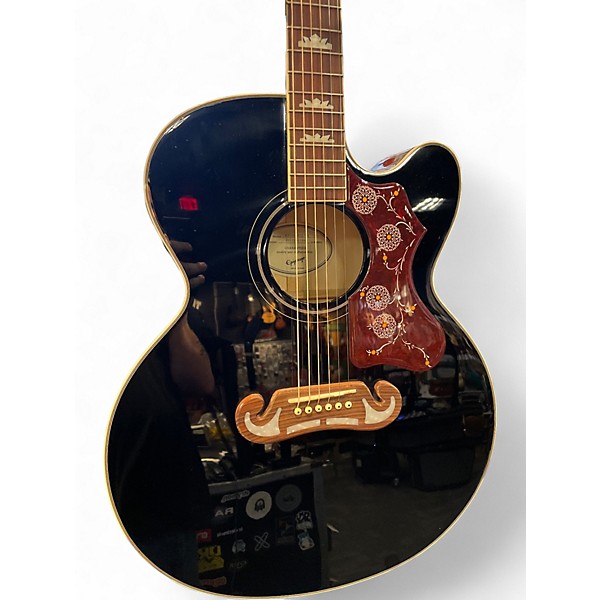 Used Epiphone EJ200SCE Black Acoustic Electric Guitar