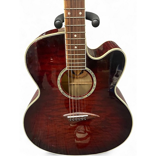 Used Dean JCQMTGE Jumbo Quilted Tiger Eye Acoustic Electric Guitar