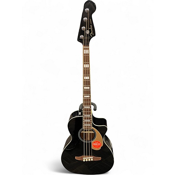 Used Fender Kingman Acoustic Electric Bass Black Acoustic Bass Guitar