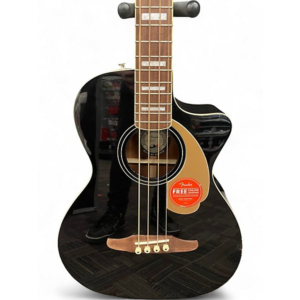 Used Fender Kingman Acoustic Electric Bass Black Acoustic Bass Guitar