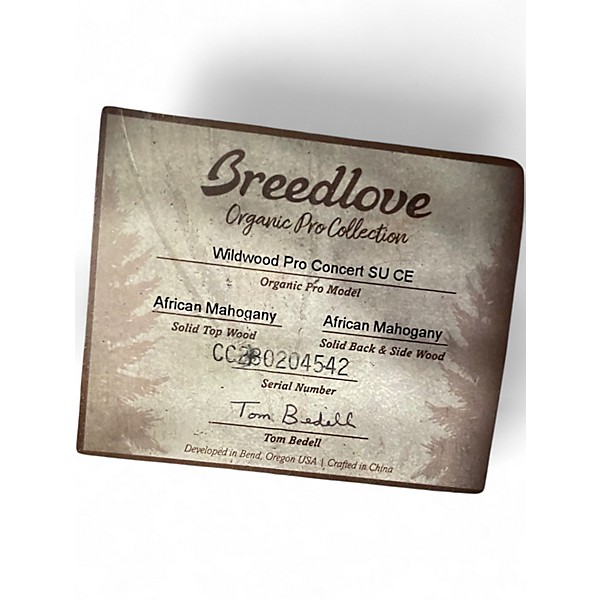 Used Breedlove Organic Wildwood Pro Concert brown Acoustic Electric Guitar