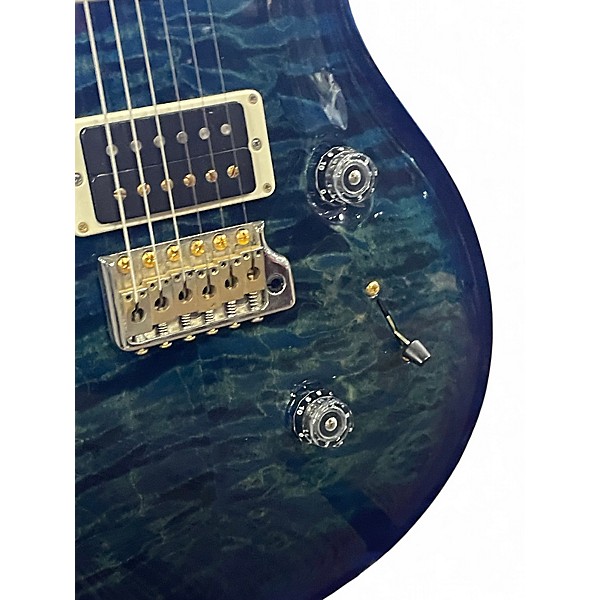 Used 2017 PRS Custom 24 10 Top Maple FB Trans Blue Solid Body Electric Guitar