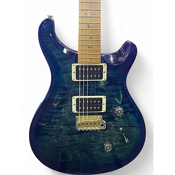 Used 2017 PRS Custom 24 10 Top Maple FB Trans Blue Solid Body Electric Guitar