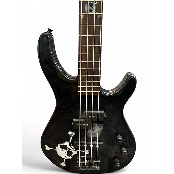 Used Squier MB4 Skull & Crossbones BLACK SPARKLE Electric Bass Guitar