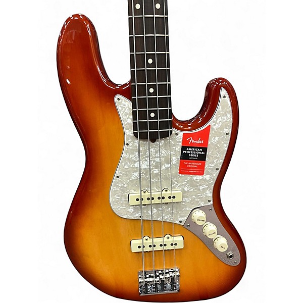 Used 2018 Fender Limited Ed Lightweight Ash American Professional Jazz Bass Sienna Burst Electric Bass Guitar