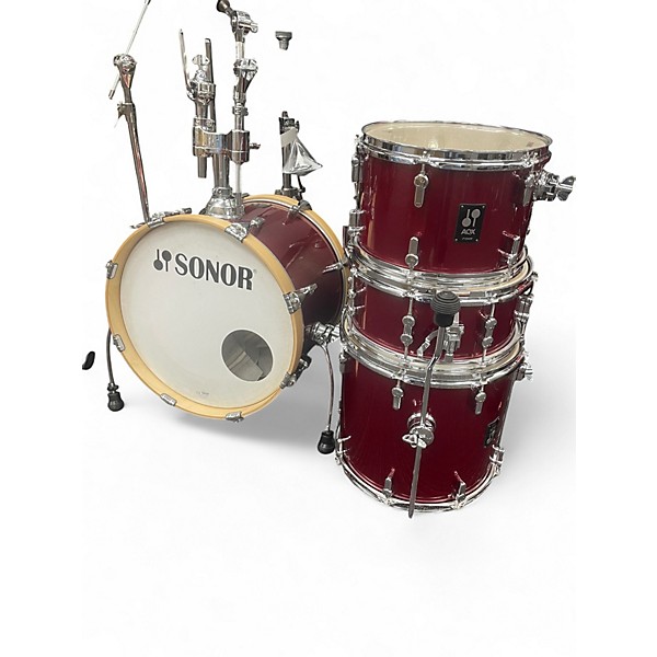 Used SONOR 4 Piece AQX RED SPARKLE Drum Kit