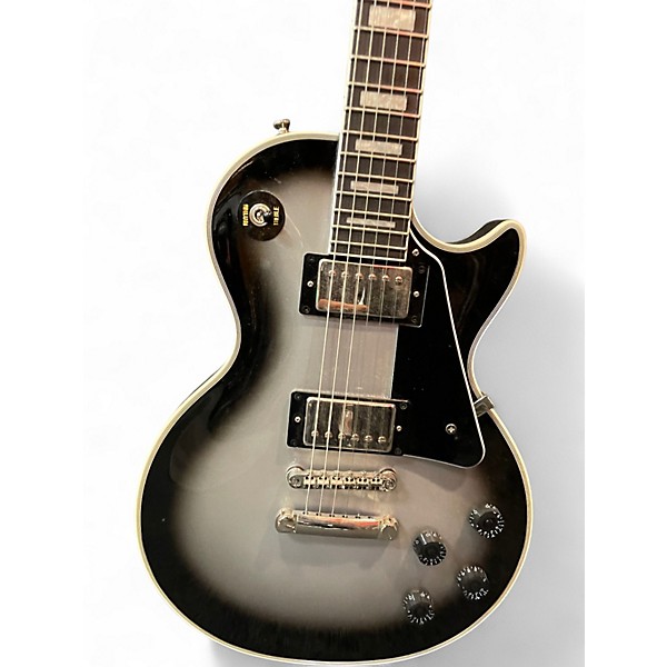Used Epiphone Les Paul Custom Black and Silver Solid Body Electric Guitar
