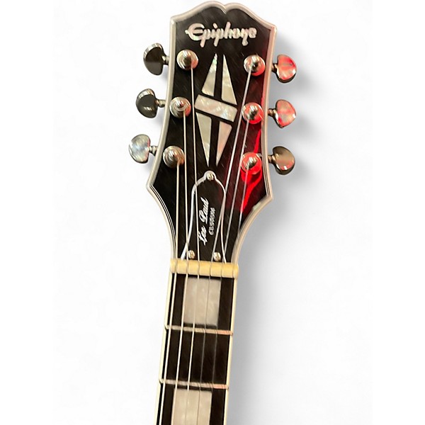 Used Epiphone Les Paul Custom Black and Silver Solid Body Electric Guitar