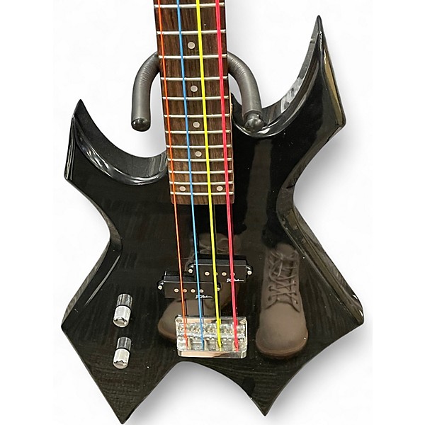 Used B.C. Rich BRONZE SERIES WARLOCK BASS LEFT HANDED Black Electric Bass Guitar