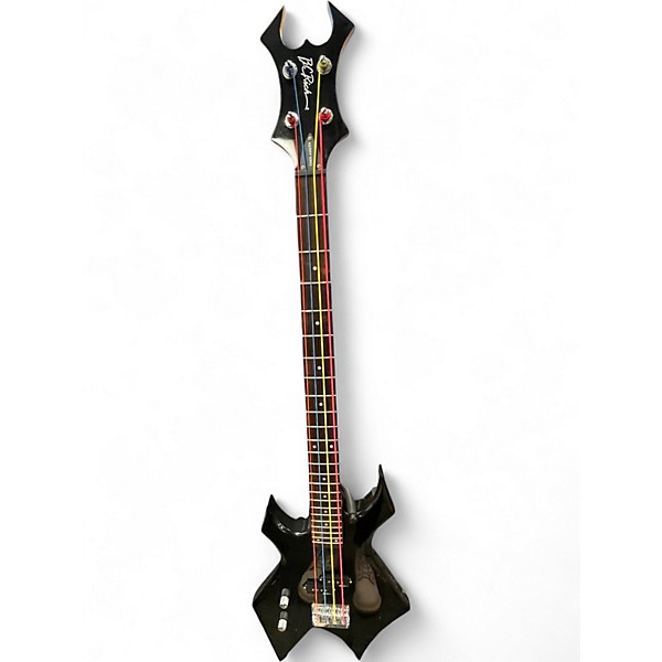 Used B.C. Rich BRONZE SERIES WARLOCK BASS LEFT HANDED Black Electric Bass Guitar