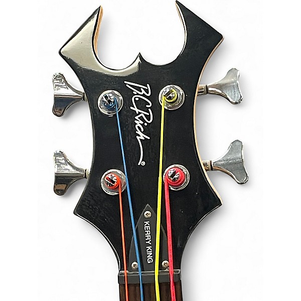 Used B.C. Rich BRONZE SERIES WARLOCK BASS LEFT HANDED Black Electric Bass Guitar