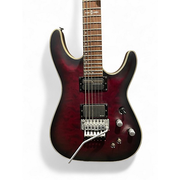 Used Schecter Guitar Research C1 Platinum FRS Satin Crimson Red Burst Solid Body Electric Guitar