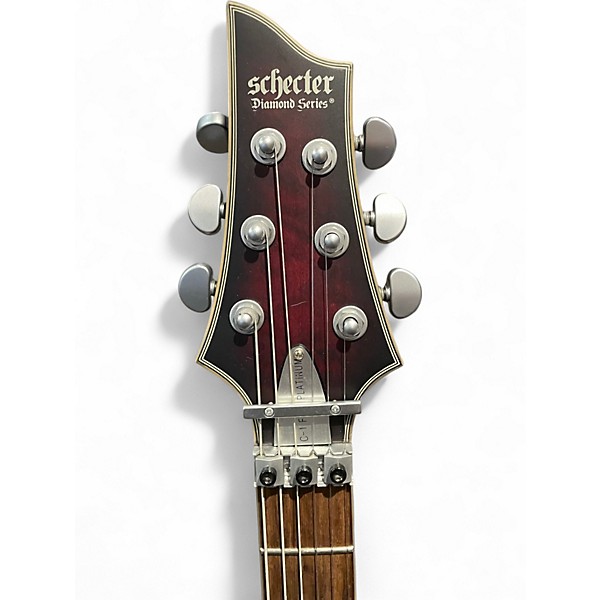 Used Schecter Guitar Research C1 Platinum FRS Satin Crimson Red Burst Solid Body Electric Guitar