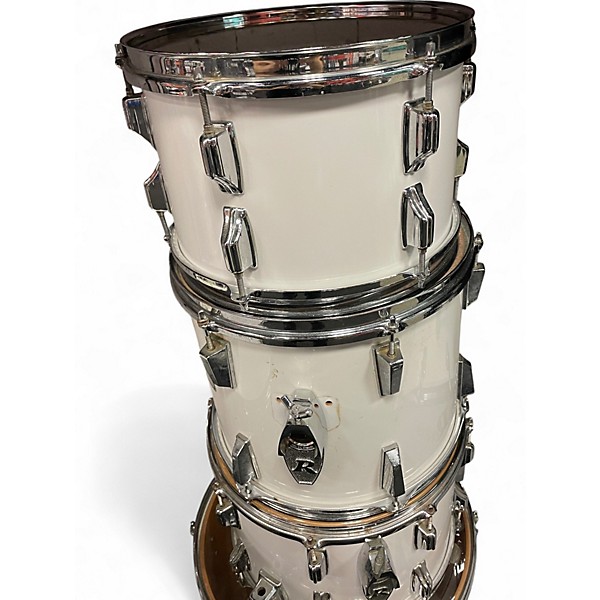 Used 1970s Rogers 6 Piece Drum Kit White Drum Kit