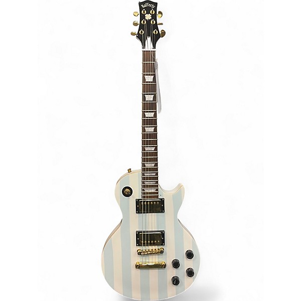 Used Rafferty LP Style Blue White Stripes Solid Body Electric Guitar