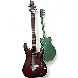 Used Schecter Guitar Research C1 Custom FR SATIN CRIMSON RED BURST Solid Body Electric Guitar