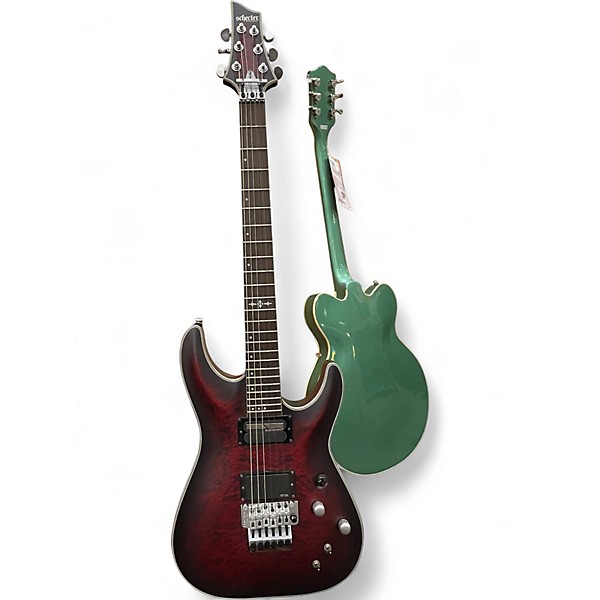 Used Schecter Guitar Research C1 Custom FR SATIN CRIMSON RED BURST Solid Body Electric Guitar