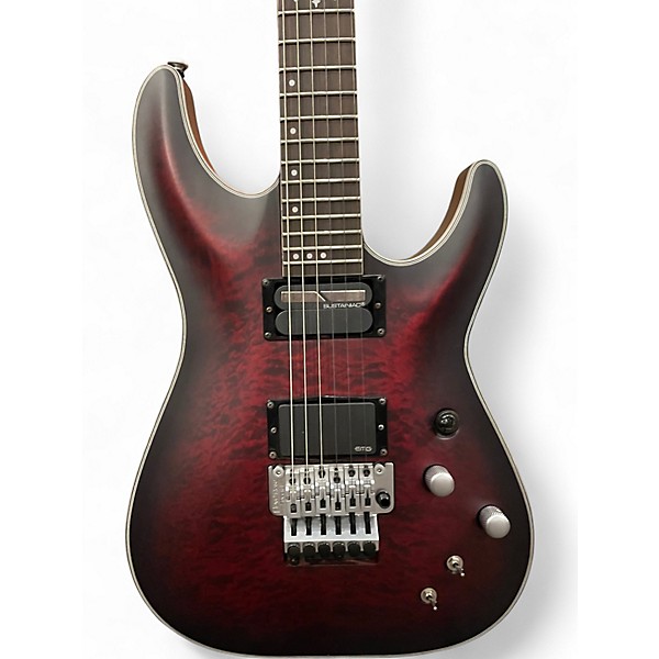 Used Schecter Guitar Research C1 Custom FR SATIN CRIMSON RED BURST Solid Body Electric Guitar
