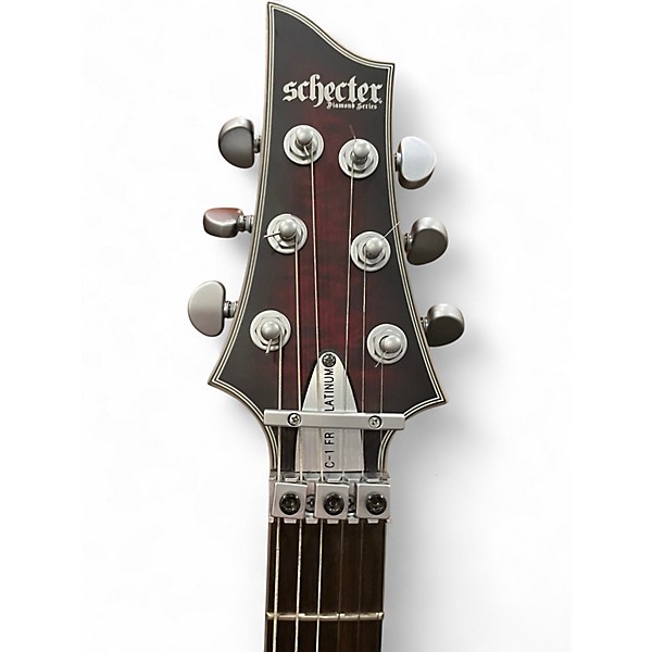 Used Schecter Guitar Research C1 Custom FR SATIN CRIMSON RED BURST Solid Body Electric Guitar