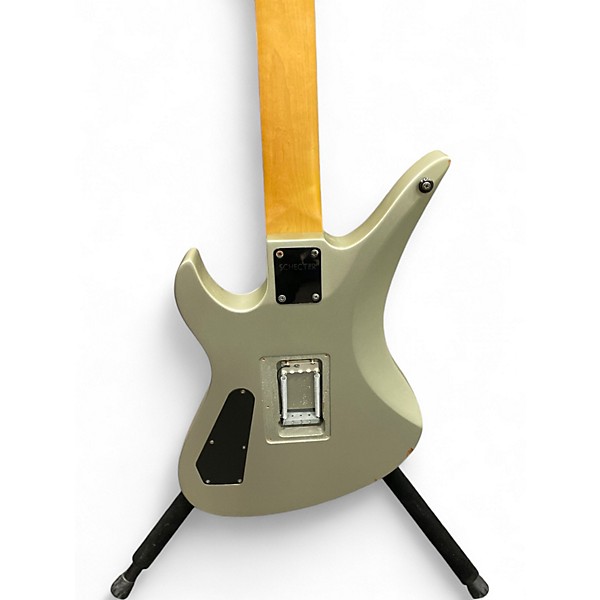 Used Schecter Guitar Research Damien Elite Avenger Floyd Rose Metallic Silver Solid Body Electric Guitar